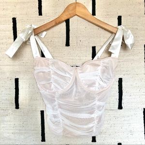 Forever 21 Mesh Ruched Bustier Corset Tank Top